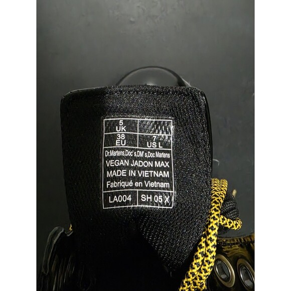 Dr. Martens Black Combat Boots with Gold Accents - Picture 6 of 16